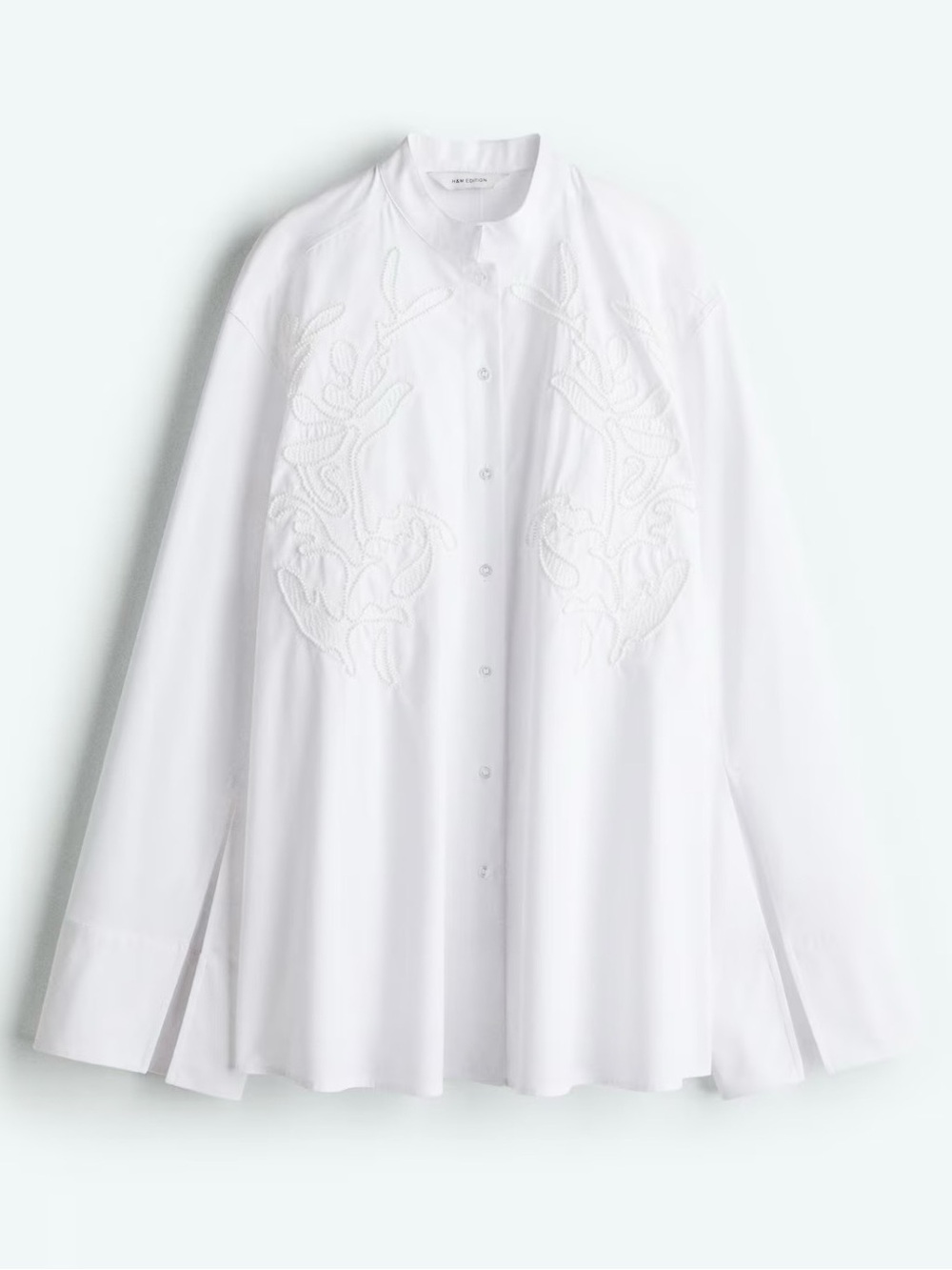 H&M Embroidered Beaded Cotton Button Up Shirt - Size  M